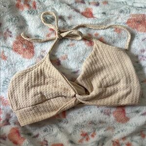 Beige Textured Halter Top